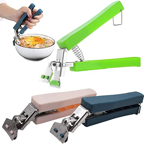 Qixuer 3 Stück Anti-Hot Dish Gripper,Rutschfeste Edelstahl Retriever Zange Clip Hot Dish Teller Schüssel Clip Retriever Tongs KüChenutensilien zum Heben heißer Schalen Schüssel Topf