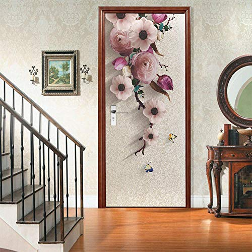 VIRANDA Türtapete Selbstklebend Türaufkleber Blume TürPoster 3D Türfolie 77x200cm