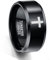 TUNGSTORY Wolfram Ring Herren 10mm Schwarz Kreuz Ring Christlicher Schmuck Größe 62(19.7)
