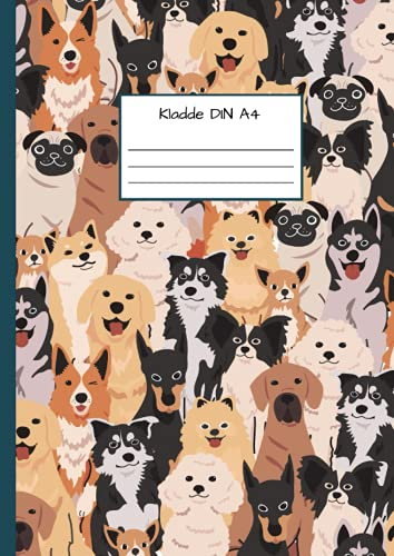 Kladde DIN A4: Notizbuch DIN A4 - Kladde kariert 5 mm - 110 Seiten - Notizheft, Tagebuch, Schreibbuch - Schöne Hundemuster