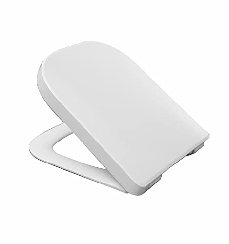 Rad-Pol, Asiento de inodoro de cierre suave, termoestable, fijación de acero, independiente, asiento de inodoro antibacteriano, fácil de limpiar, tapa de inodoro para Roca Gap, color blanco