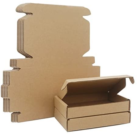 Klein Versandkartons, 125x80x20mm Mini Großbriefkartons für Postversand, Versandtaschen Warensendung, Braune Verpackungskartons für Geschäft, Aufbewahrung oder Geschenkbox, aus Wellpappe(25 Stück)