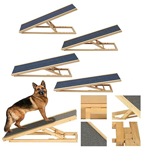 Rampa para Perros Grandes - 100x40x30/40/50/60cm, Rampa de Coche Con 4 Escalones Regulables en Altura y Antideslizante, Plegable, Carga Máxima 150kg