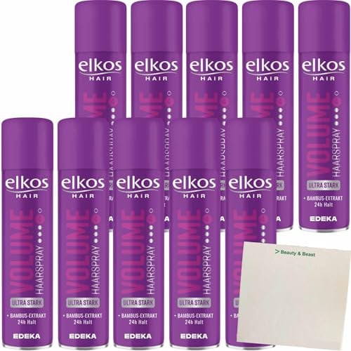 Elkos Haarspray Volume ultra stark 10er Pack (10x300ml) + usy Block