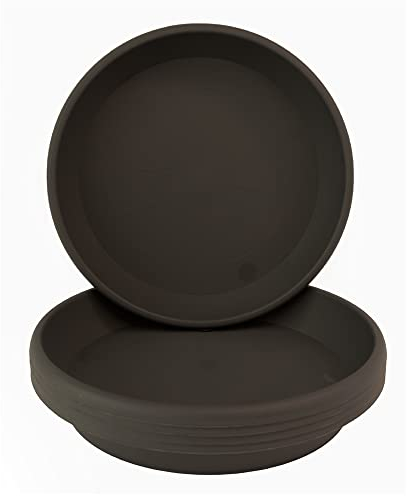 Home Garden Ornaments Plant Pot Saucers Strong Drip Tray Round Tray Plastic Trays Set of 5 (Anthracite, Diameter: 12.5cm)