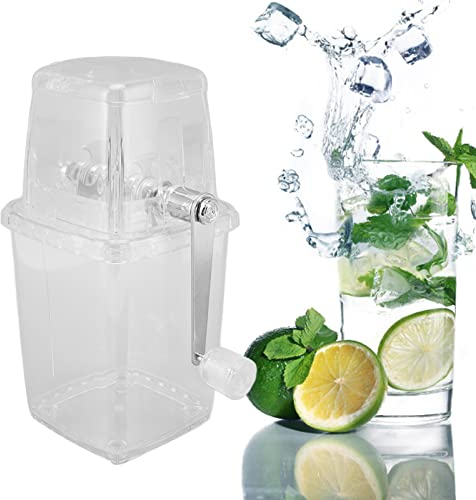 Tritaghiaccio a Manovella, Tritaghiaccio Manuale Multifunzionale Antiruggine Trasparente Rompighiaccio Domestico Mini Macchina per Ghiaccio Portatile con Lame in Acciaio Inossidabile per(Trasparente)