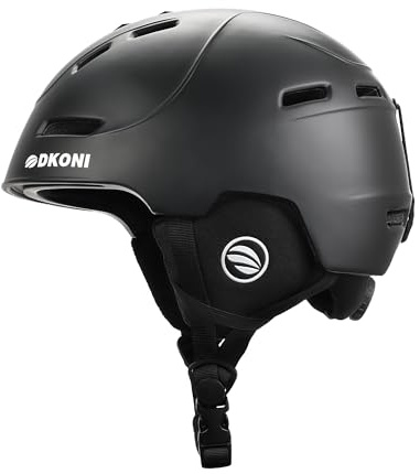 DKONI Skihelm für Erwachsene, Snowboardhelm für Herren, Damen & Jugendliche, Zertifizierter Schneesporthelm für Skifahren & Snowboarden (Schwarz, M: 54-58cm)