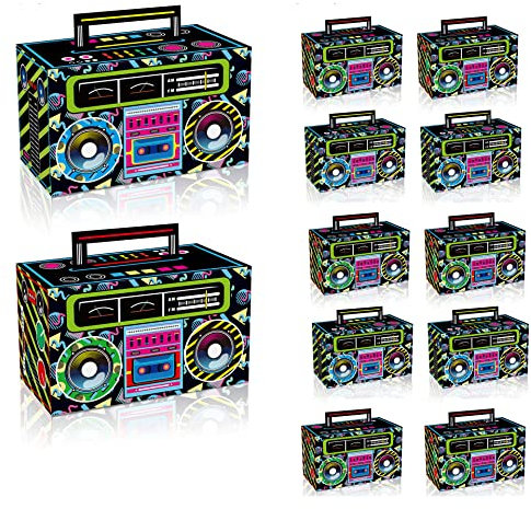 WANGCL 12 Pieces 80s Party Favor Boxes Retro Radio Decorations Table Centerpieces for 1980s Theme Hip Hop Music Birthday Party Supplies
