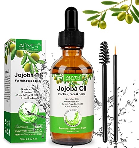 CCKULOOB Olio di Jojoba Biologico 60ml, 100% Puro, Naturale e Pressato a Freddo per la cura di pelle, capelli, viso, barba