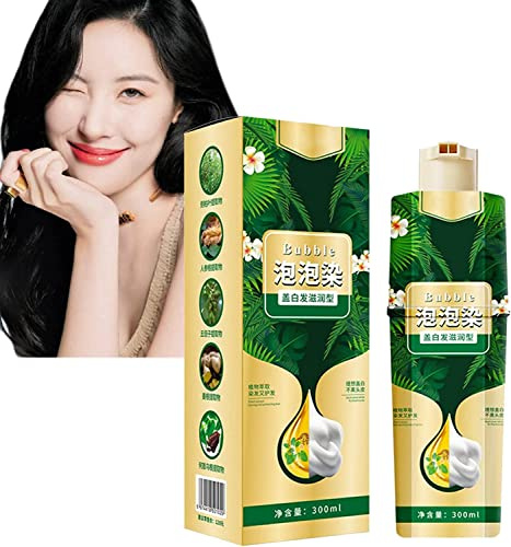 Bubble Plant Hair Dye Shampoo, Household Easy-to-wash Hair Washing Color Cream, Instant Hair Color Shampoo,Instant Natural Hair Dye Shampoo,for Cover Grey Hair (Natural Black)