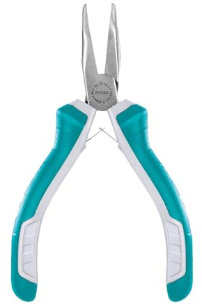 TOTAL - Gebogene Mini-Flachzange | 115mm | Kompakt und vielseitig | Ideal zum Biegen von Draht | Höchste Präzision | Hergestellt aus Chrom-Vanadium | Griff aus Bimaterial