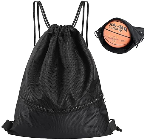 NOLACE Rucksack mit Kordelzug,Wasserdichter Kordelzug,Rückentasche mit Reißverschlusstasche,Sportbeutel,Gym Bag,Schwarze Wasserdichter Turnbeutel mit Kordelzug für Männer und Frauen Klein