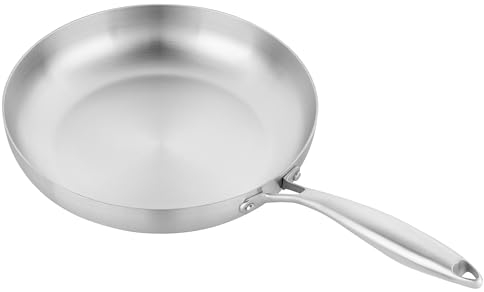 Morleos Edelstahlpfanne 30cm Unbeschichtet | 5-Schicht - 3mm -1,5 kg | Bratpfanne aus Edelstahl für Induktion | Spülmaschinenfest & Backofenfest bis 400°C | hochwertige Gastroqualität