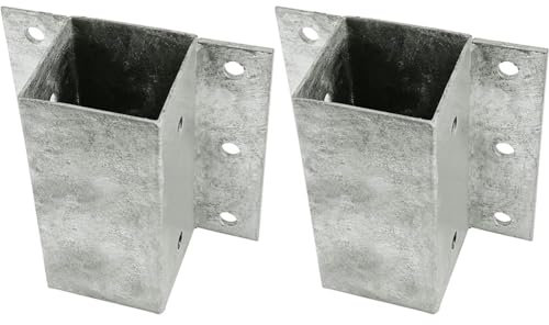 Connex HV4333 Anschraubhülsen, 71 x 150 x 155 mm, feuerverzinkt, Silber (Packung mit 2)