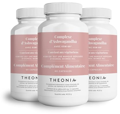 Theonia Ashwagandha Complex 9000mg Ergänzung, Hoch wirksames KSM-66 für Stimmungshebung & Energie, gegen Angst und Stress - Natürlich - 180 Kapseln, frei von Gentechnik, vegan