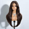 Joedir lange geschichtete Perücke mit Vorhang Pony tief Teil Lace Front Perücken für Frauen 26 Zoll mittleren Teil braun Perücke hitzebeständig synthetische Perücken für den täglichen Gebrauch Party