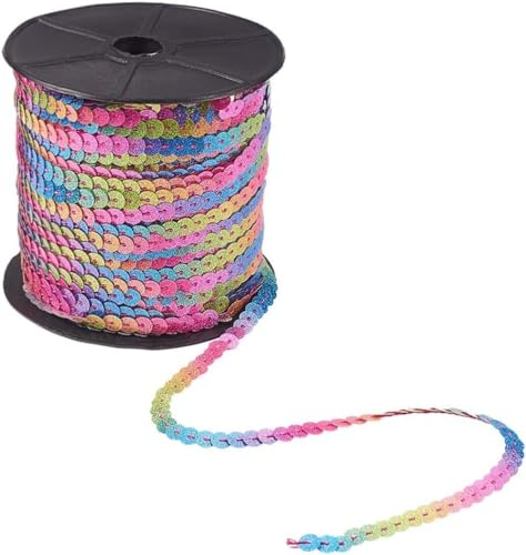 5 m Paillettenband 6 mm Holo oder AB-Farben (0,51€ je Meter) (Regenbogen-Glitzer)