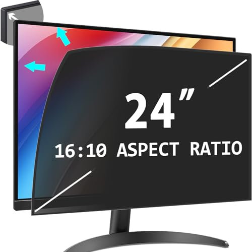 PYS Upgraded Privacy Filter for 24 Inch 16:10 Ultra Narrow Bezels Monitor Self-adhesive No Sticker Needed Anti-Glare Anti Blue Light UV-Blocking Screen Protector