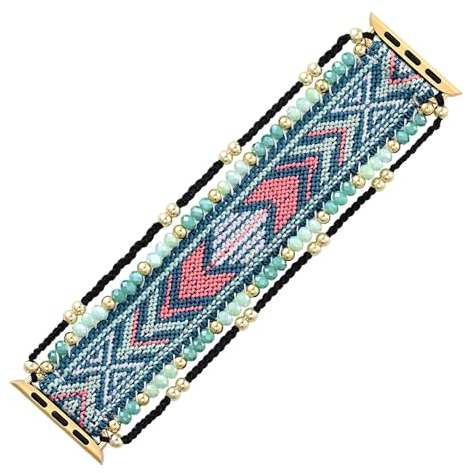 UCK-KIT Perlen Uhr Armband Band Kompatibel Mit for Apple Watch 38mm 40mm 41mm, Böhmische Uhrenarmband Für Iwatch Serie 8 7 6 5 4 3 2 1 SE Frauen Mädchen,42mm/44mm/45mm S