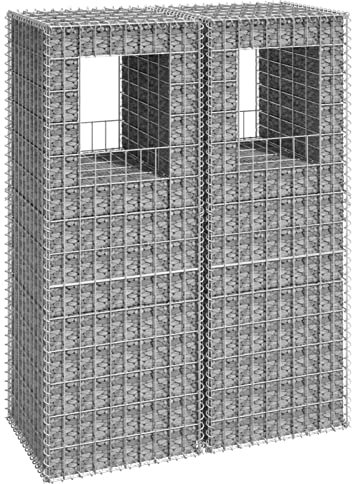 LAPOOH Gabionensäulen 2 STK Gabionen Säule, Gabionen Zaun, Gabionen Pfosten, Gartenzäune Für Den Außenbereich, 50x50x140 cm Eisen