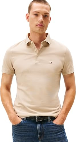 Tommy Hilfiger Herren Poloshirt Kurzarm 1985 Slim Fit, Beige (Sandalwood), XXXL