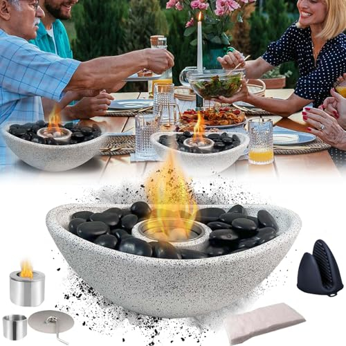 Mesa Fuego, Brasero Chimenea Etanol Fogón Bioetanol, Decoración Hormigón para Interior Y Exterior, Cumpleaños Navidad Regalo Acción Gracias