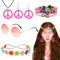 NebulaGlam Hippie Kostüm Set, 5 Stück Hippie Kleidung Damen Accessoires, 60er 70er Jahre Bekleidung, Friedenszeichen Halsketten, Kopfbedeckungen, Brillen, Armbänder, Ohrringe (Damen)