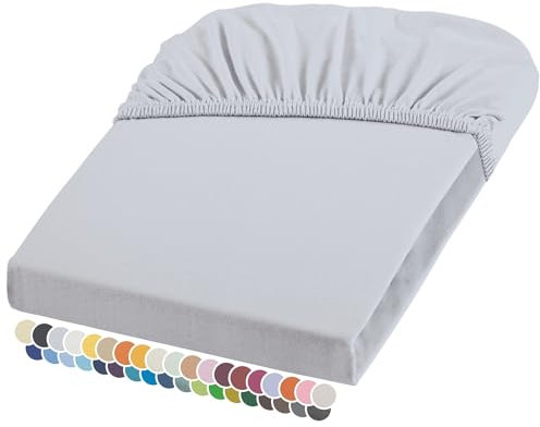 liebling Elasthan Spannbetttuch 140x200 bis 150-220 cm, mit Rundumgummizug, Blickdicht faltenfrei & atmungsaktiv, Ökotex 100, Matratzen bis 26 cm Höhe, Silber
