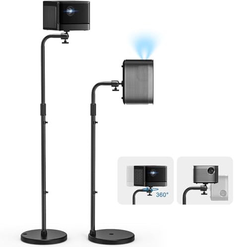 Jubor Support de Projecteur au Sol, Support de Projecteur Réglable Rotation à 360°, Extensible Support de Trépied de Projecteur avec Adaptateur 1/4 pour Home cinéma, Salle de Jeux, Bureau