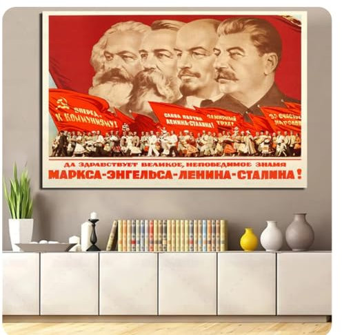 Kommunismus-Propagandagemälde rotes sowjetisches Plakat Marx Friedrich Engels Lenin Stalin Leinwandkunst Heimwanddekoration 50x70 cm ungerahmt