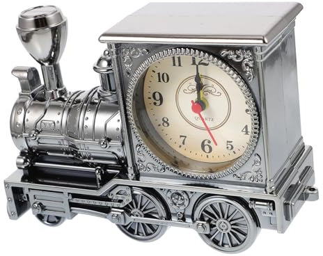 Amosfun Antiker Lokomotivwecker Aus Kunststoff Retro Tischuhr Im Vintage Stil Für Schlafzimmer Büro Und Wohnzimmer Batteriebetrieben Kreative Deko Uhr Für Zugliebhaber