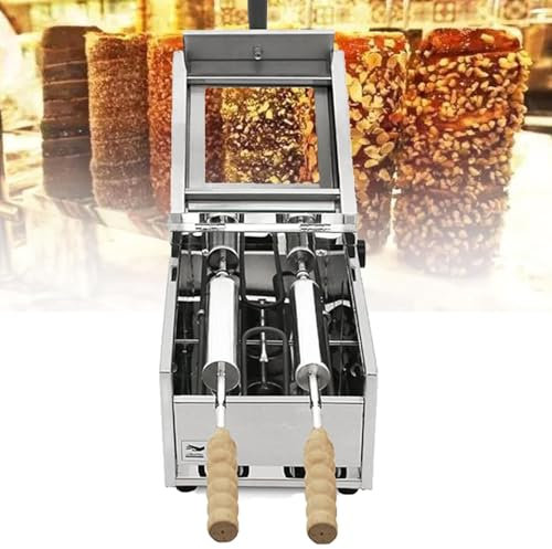 ZyKnaurral Chimney Cake Roll Baking Machine, Round Bread Machine, Stainless Steel Mold Donut Machine, Mirror Body Chimney Roll Machine, Commercial Bread Machine