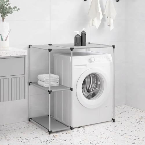 Xichuzi Waschmaschinenregal, Waschturm, Badezimmerablagen & -Regale, Toilettenregal, Regal Waschmaschine überbau, Waschküche Aufbewahrung, Grau 87x55x90,5 cm Eisen