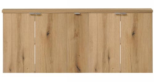 [en.casa] Mueble de Baño Bajo Doble Lavabo Newport Módulos Suspendidos con 5 Puertas Batientes y Estantes Encimera de 140 cm Sin Recortes 140x60x40 cm MDF/Aglomerado - Roble