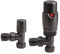 Gunmetal Thermostatic Radiator Valve Angled - 15mm x R 1/2 TRV & Lock Shield