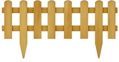 RANRHA Wooden Garden Picket Fence Panel, 40 x 99 cm, Natural Colour, Decorative Border for Garden, Patio Edging Border Guest House Fence (2)