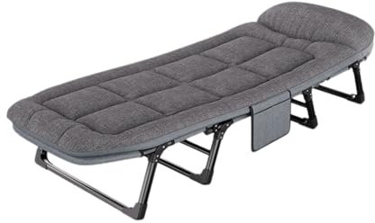 WLCNYL Tragbares Klappbett, Campingbetten, Campingbetten für Erwachsene, Queen-Size-Größe, bequem, stabil, 6-Fach verstellbar, integrierte Matratze, Klappbett für einfachen Transport und multifunkt