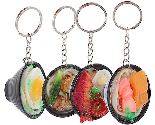 LALADEFIEE 4pcs Ramen Key Rings Simulation Ramen Key Chain Cute Japanese Style Tags for Bag Decor