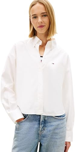 Tommy Jeans Damen Tjw Essential Crop Shirt Dw0dw22766 L/S Shirt (1er Pack)