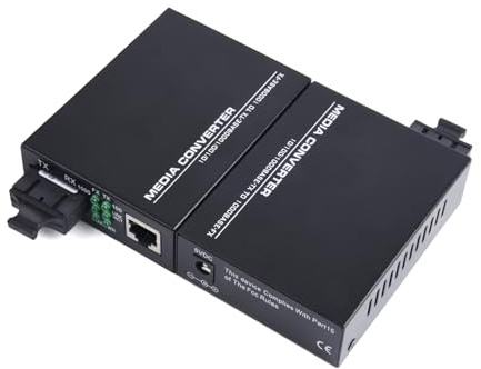 WSOLDMA 1PCS Gigabit Ethernet Fibre Optic Media Converter 10/100/1000 Mbps Multi-Mode, UPC/APC 2 SC-Ports zu 1 RJ45