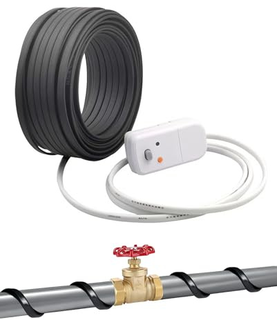 Pipe Heating Cable with Thermostat Anti-Freeze Trace Heating Tape Self-Limiting 65℃ Earth Leakage Protection Flame-Retardant with Pure Copper Core (Practical and Functional, metre(s), 3)
