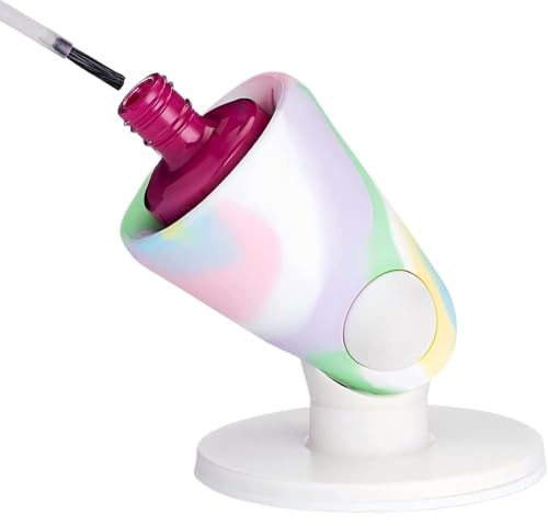 REINREUDE Silicone Nail Polish Holder,Hinge Untippable Nail Polish Bottle Holder,Soft Rubber Nail Varnish Holder,Anti-Spill Stand Fingernail Tool Accessories,Portable Nail Art Tools,Colorful