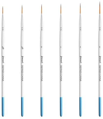 Rigger Brush Set, 6 Pcs Rigger Brushes for Painting Fine Long Lines, Thin Lines, Blades of Grass, Hair and More. Paint Brushes for Acrylic, Watercolour, Oil and Gouache Painting