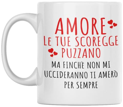 Vulfire Tazza Coppia Amore Regalo San Valentino Per Fidanzati - Idea Regalo Matrimonio, Fidanzati per Anniversario, Compleanno, Natale - Arredo Casa, Cucina (Ceramica - Bianco)