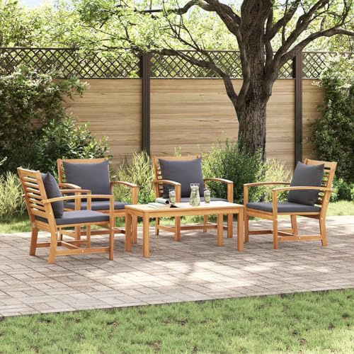 Massbinet Garten Lounge Set Gartenmöbel 4 Stuhl + 1 Tisch Massivholz Akazie