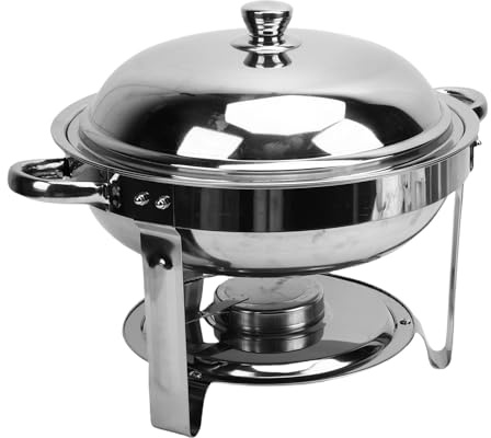 ZJchao Ensemble de Buffet de Réchauds, capacité de 6 L, Chauffe-plats Rond en Acier Inoxydable de qualité Supérieure avec Réchaud à Alcool Amovible pour les Fêtes de Restauration, les