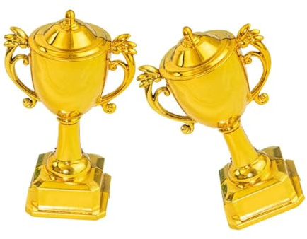 JOINPAYA Mini Trofei Coppa D'oro 2 Pezzi per Decorazioni Torte di Compleanno e Premi, Decorazione per Torta Sicura e Versatile per Feste e Eventi