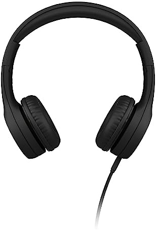 LilGadgets Connect+ Kids Headphones Wired with Microphone, Volume Limiting for Safe Listening, Adjustable Headband, Cushioned Earpads for Comfort, Noise Cancelling Headphones for Kids, Black