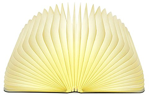 Buchlampe Holzpapier, Faltbar Leselampe Buch 4,5W 500LM 21,5x17x2,5 cm,Buchlampe Led Leselampe mit USB-Kabel, 2500mAh Akku,Nachttischlampe Stimmungslicht für Weihnachts Geschenk Dekoration - Warmweiß
