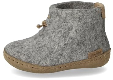glerups dk Unisex - Baby Hausschuhe,Kleinkinder Hüttenschuhe,Ledersohle,lammfell Schafwolle warm Winter Pantoffel,Grau,21 EU / 4 UK Child